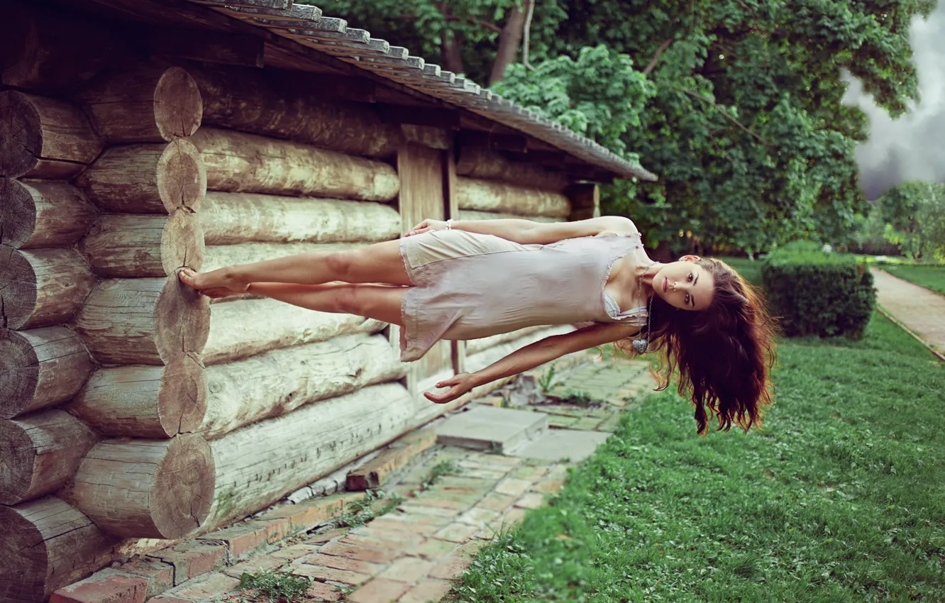 Photo wallpaper girl, background, gravity
