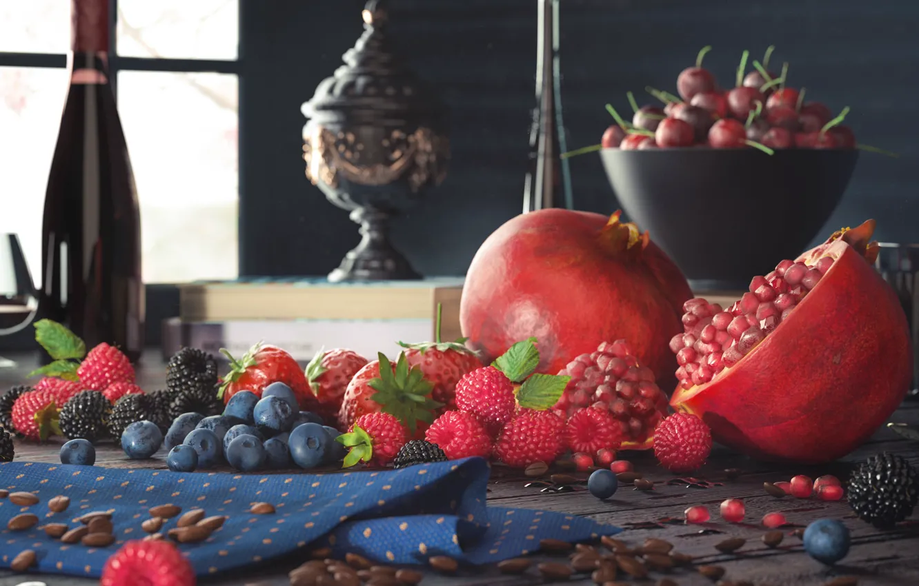Photo wallpaper summer, rendering, harvest, fruit, still life