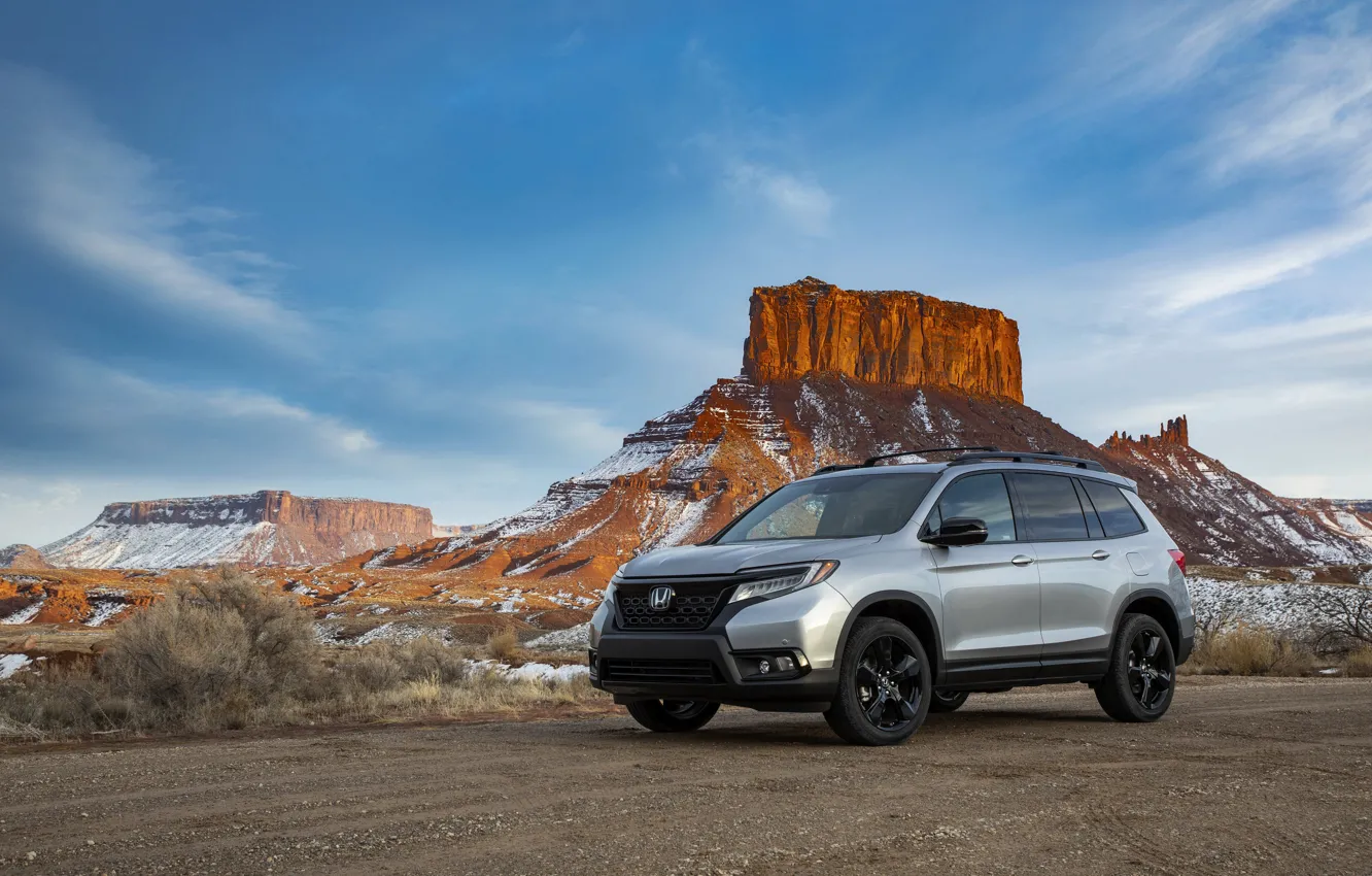 Photo wallpaper road, mountains, rocks, vegetation, Honda, 2019, Passport