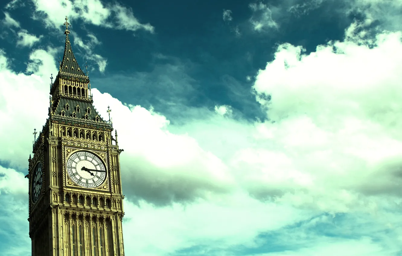 Photo wallpaper the sky, clouds, arrows, London, tower, Watch, Big Ben, clock tower