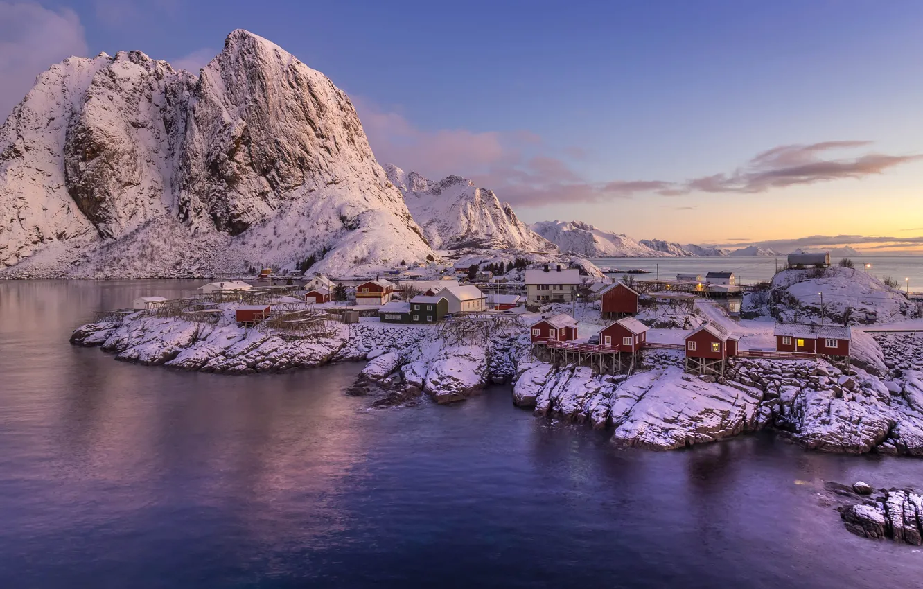 Photo wallpaper winter, the sky, clouds, snow, landscape, mountains, nature, rocks