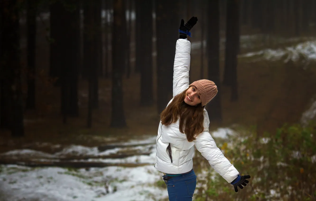 Photo wallpaper forest, mood, girl