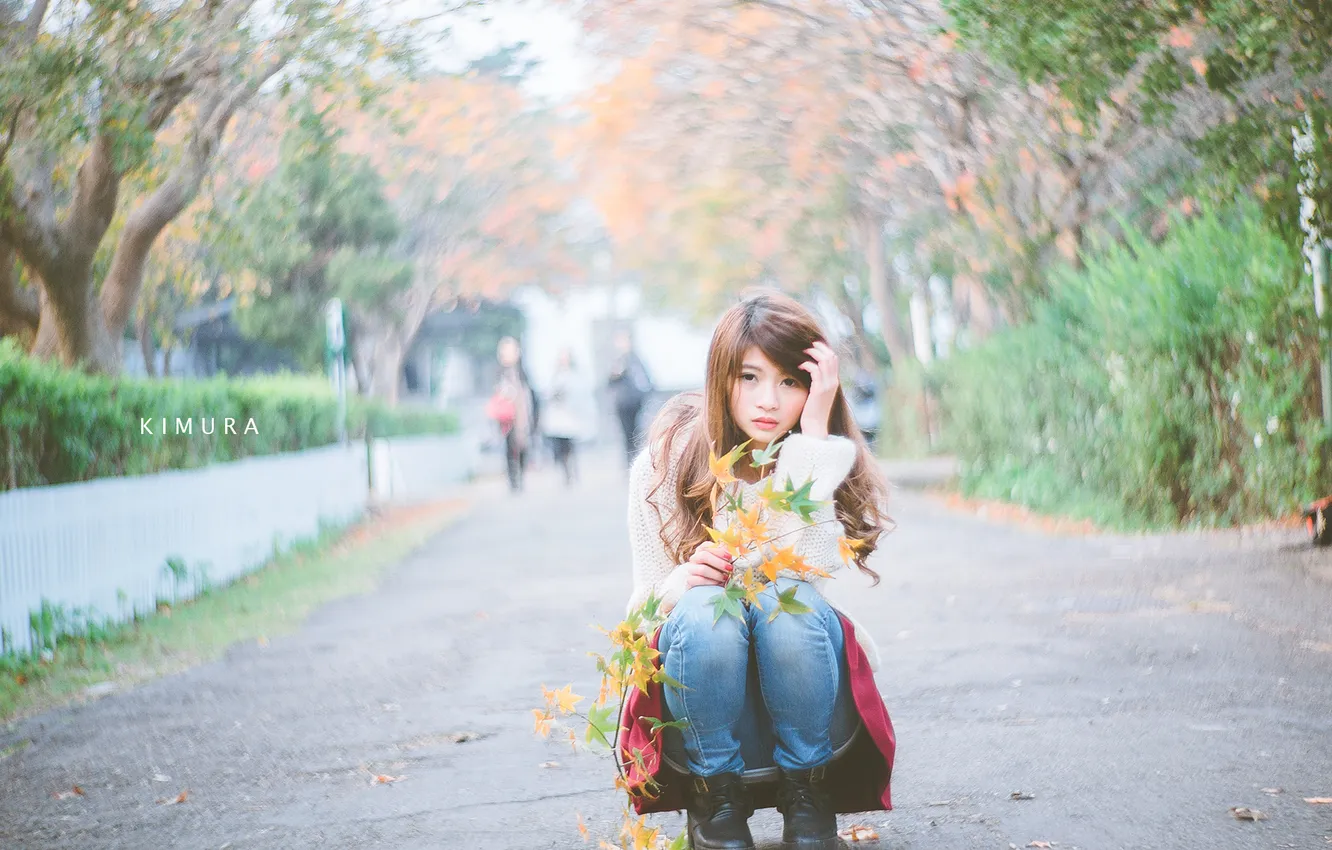 Photo wallpaper girl, pose, Asian