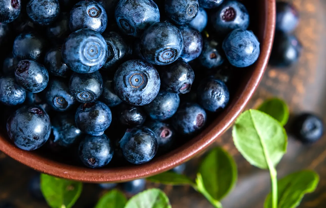 Photo wallpaper berries, blueberries, bowl, fresh, blueberry, blueberries, berries