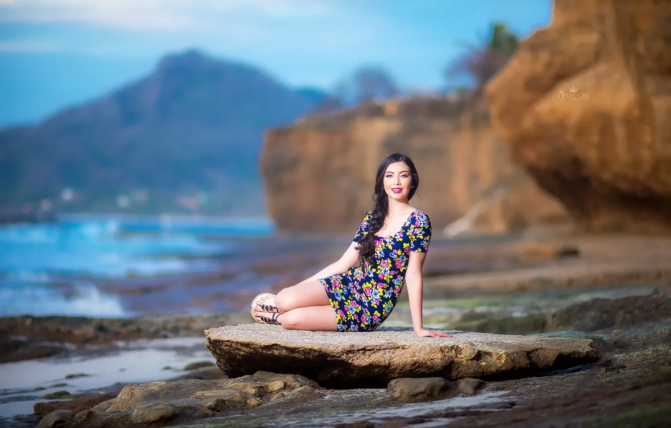 Photo wallpaper girl, pose, background, Evelyn