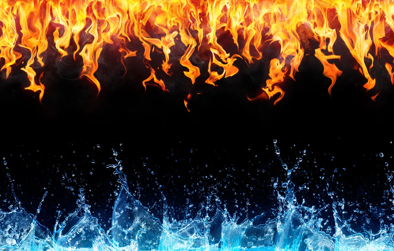 Photo wallpaper fire, water, cold