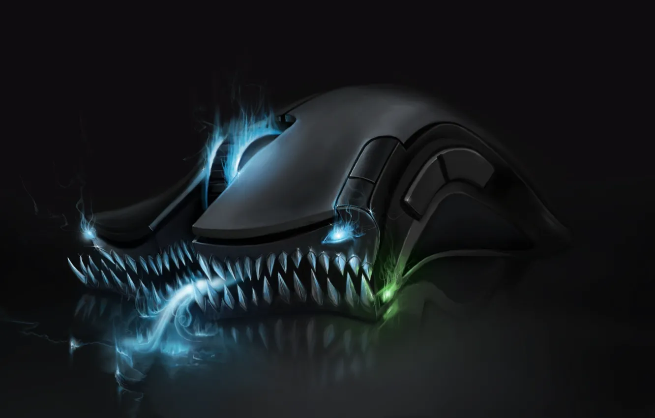 Photo wallpaper lights, background, teeth, mouse, videos, button, mouth, fangs