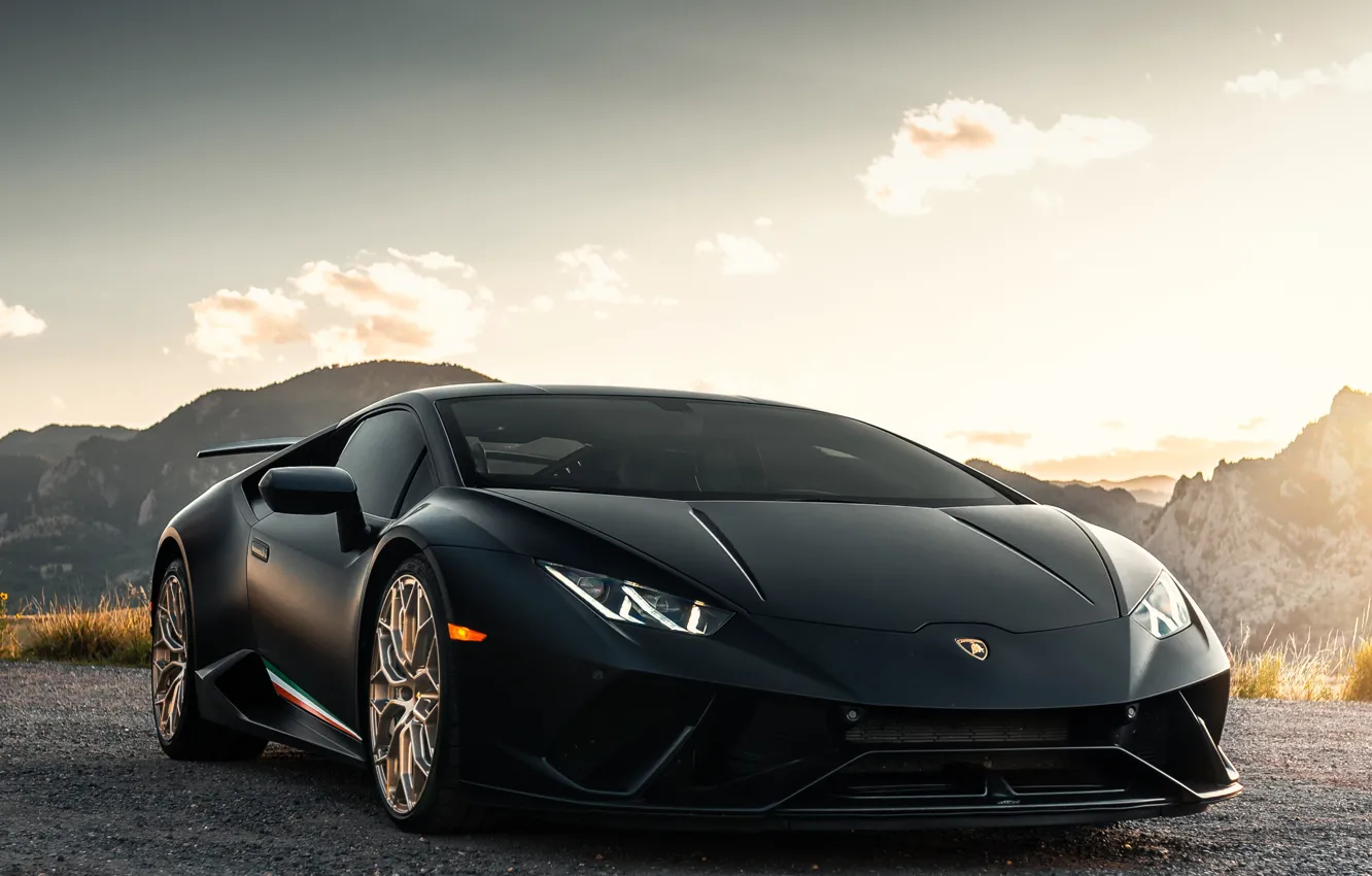 Photo wallpaper sunset, Lamborghini, supercar, Performante, Huracan, 2019, by Mark Hambach