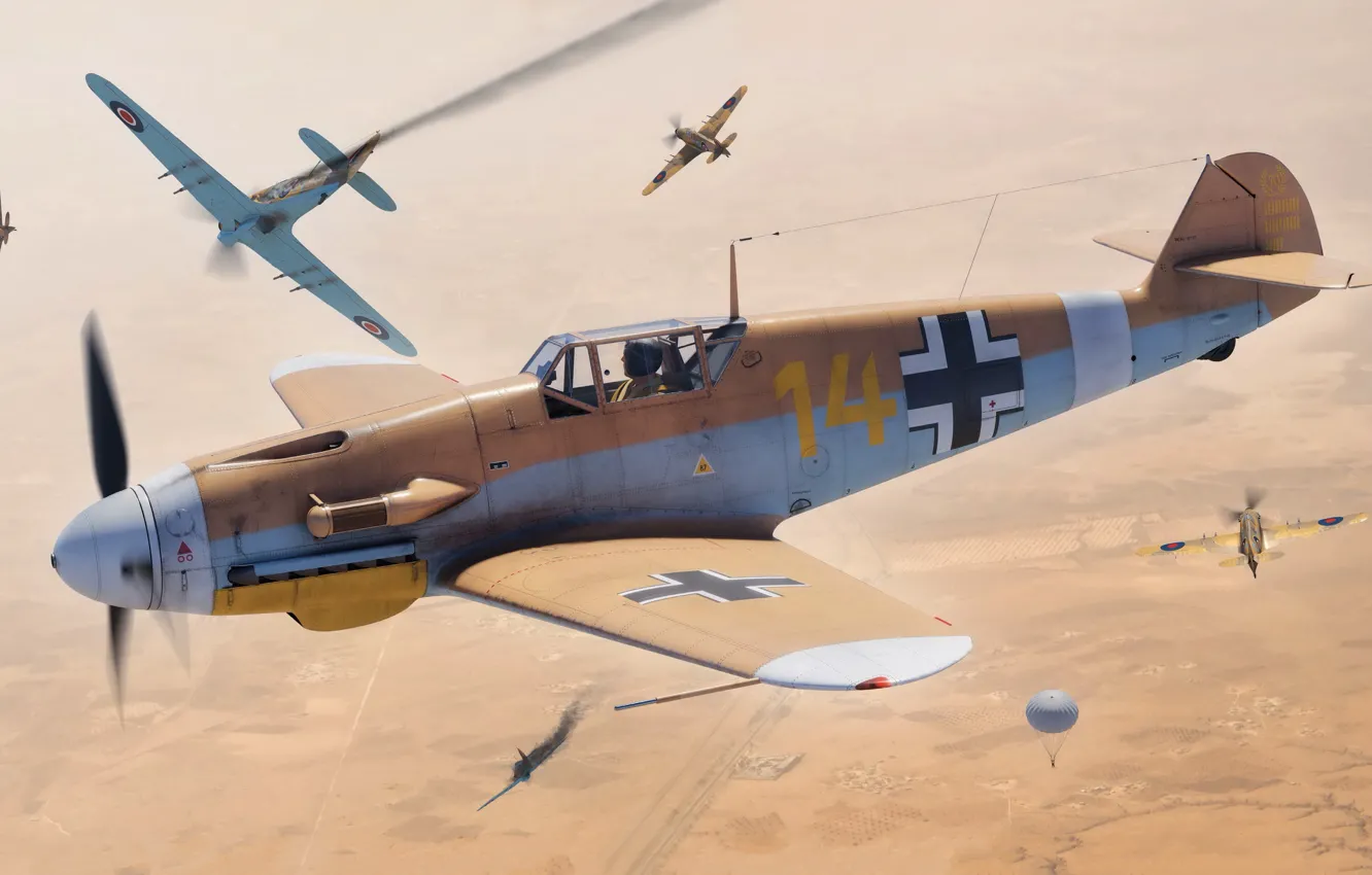 Photo wallpaper fighter, Air force, Messerschmitt Bf 109, Piston aircraft, Combat aviation, Bf. 109F-4