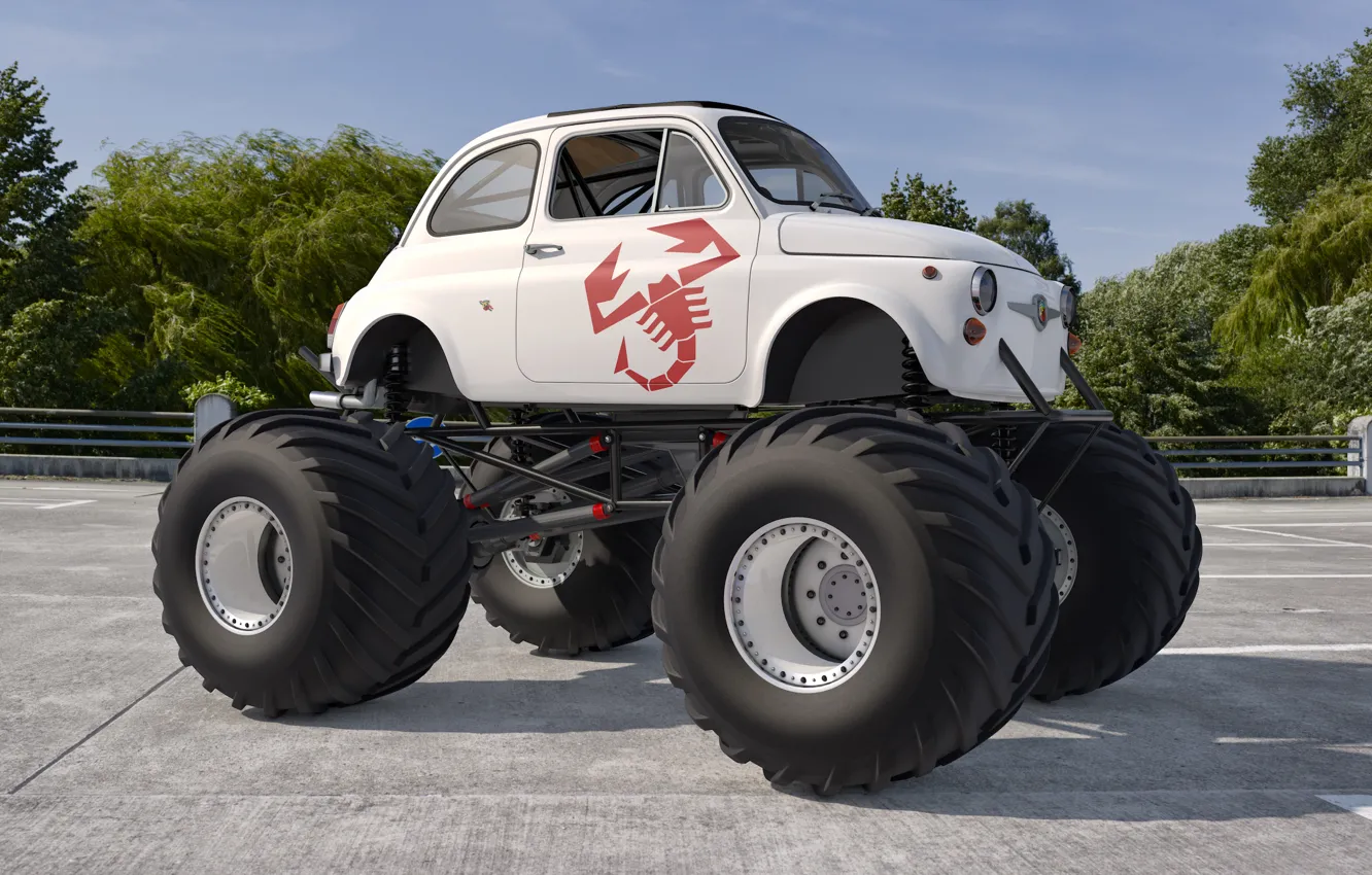 Photo wallpaper scorpion, abarth, large wheels