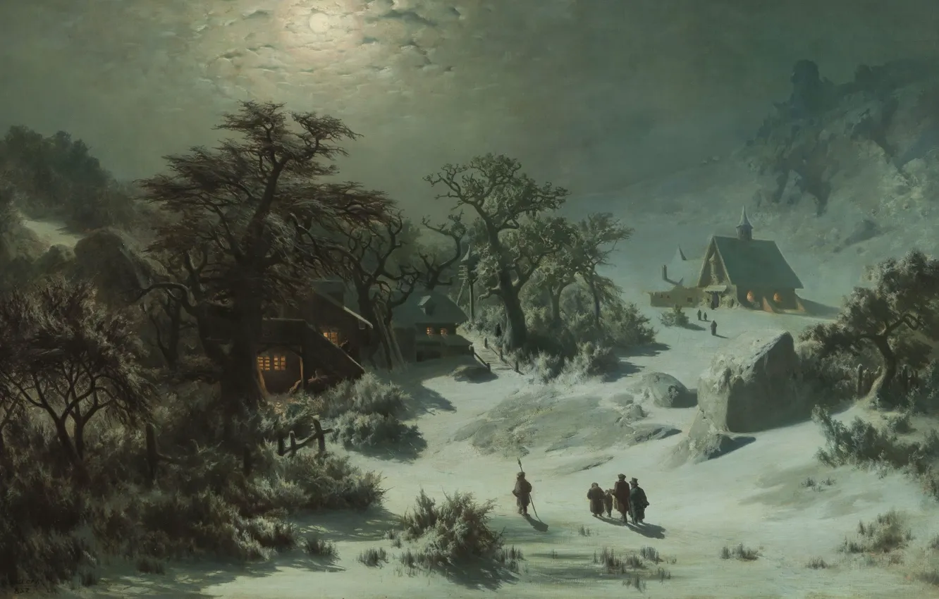 Photo wallpaper 1857, oil on canvas, Czech painter, National Gallery in Prague, National gallery in Prague, Winter …