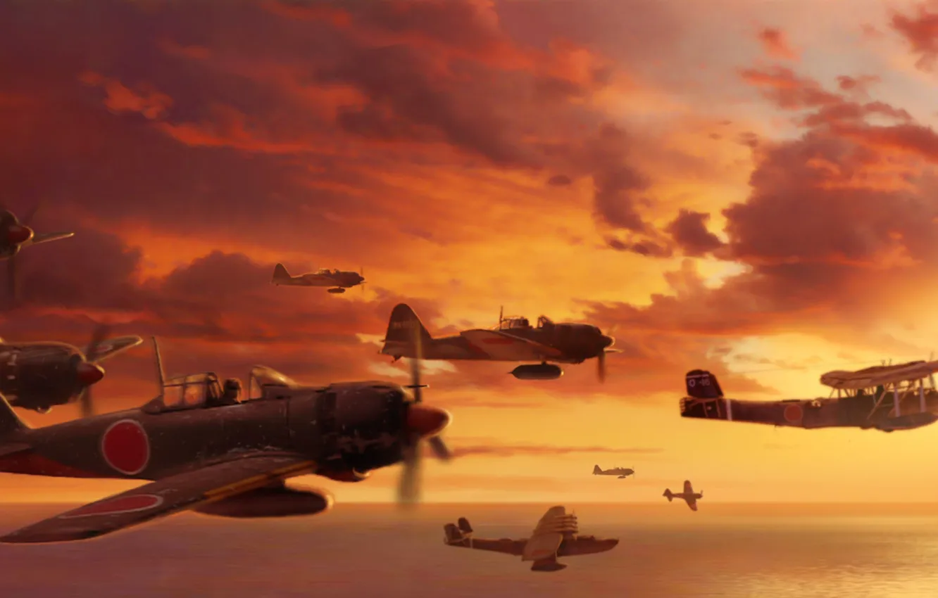 Photo wallpaper aircraft, war, airplane, aviation, dogfight, japanese aircraft
