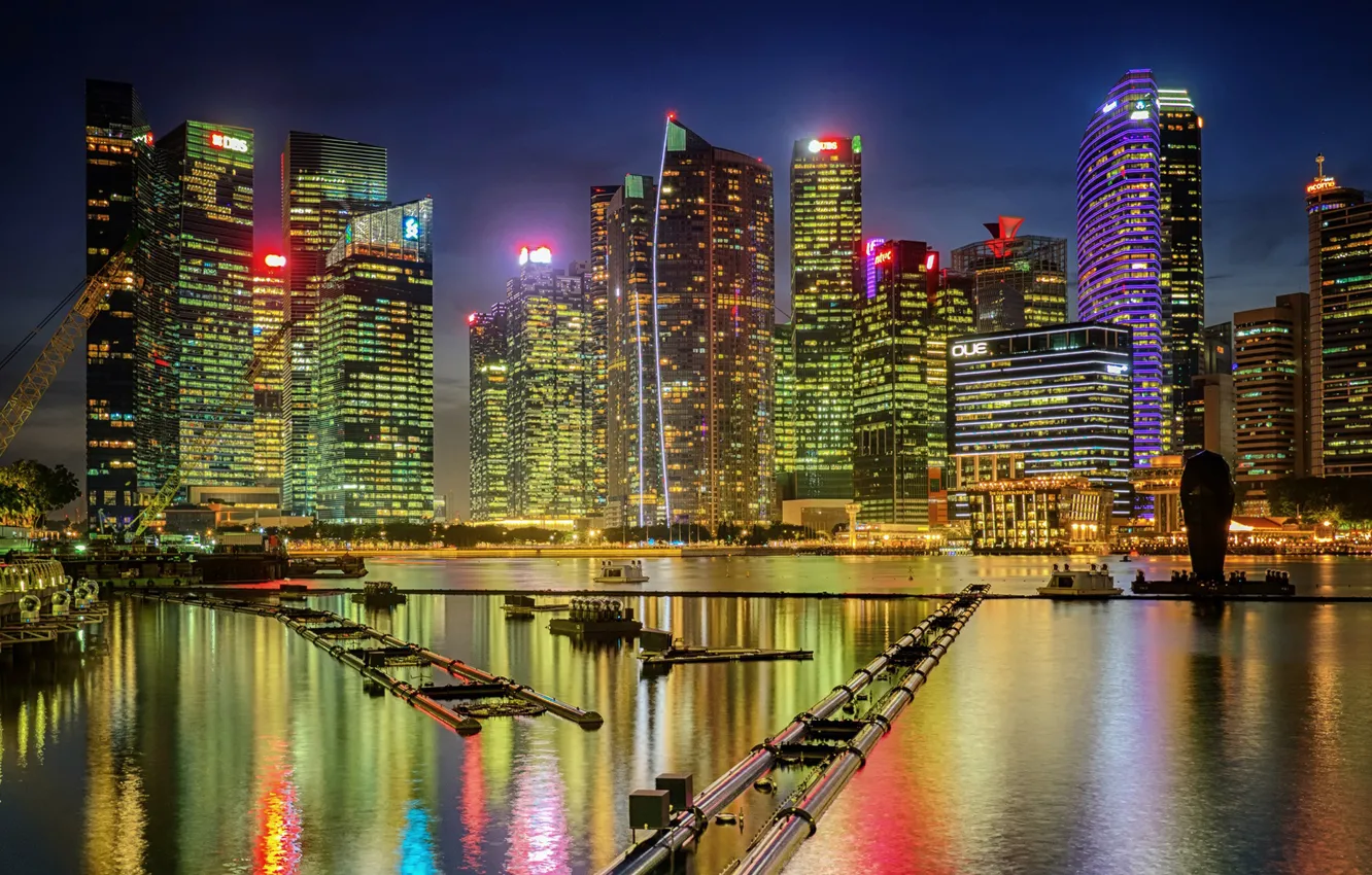 Photo wallpaper night, the city, skyscrapers, Chicago, channel