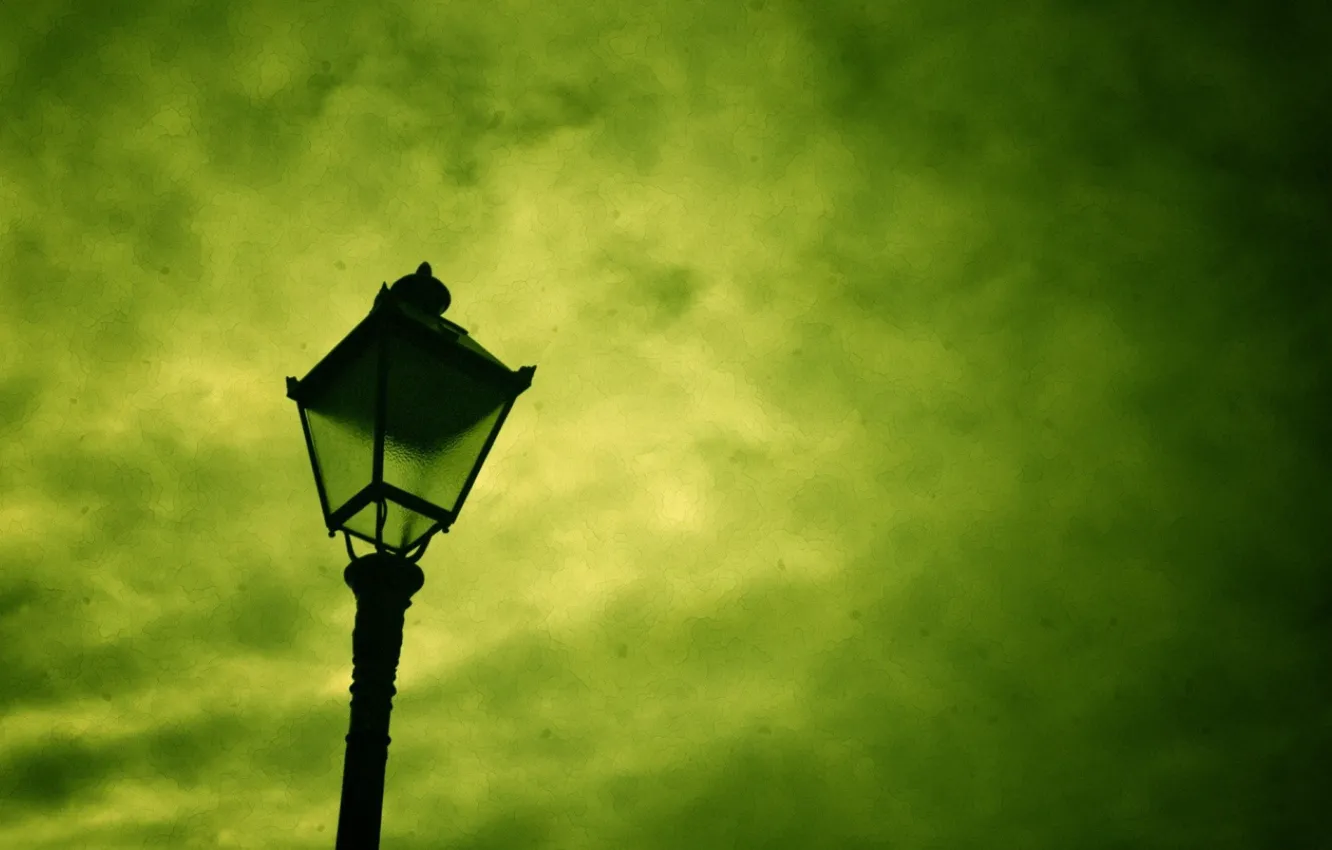 Photo wallpaper lights, green background, street