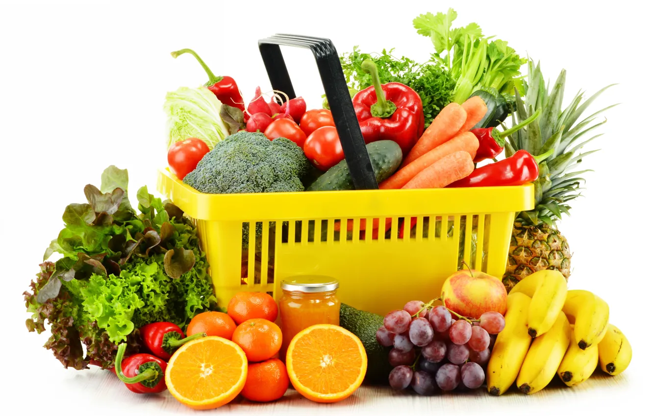 Photo wallpaper fruit, basket, vegetables