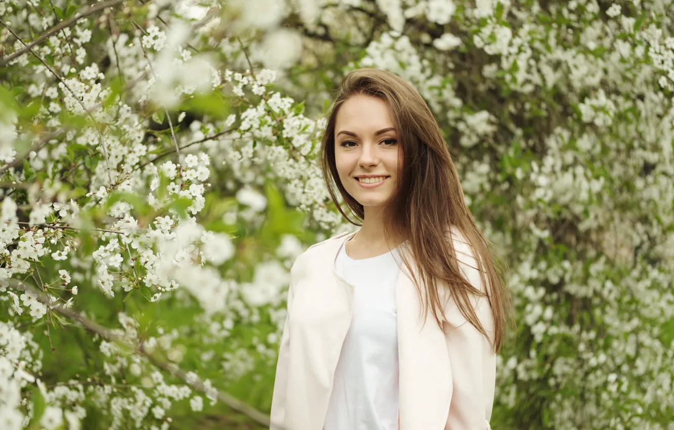 Photo wallpaper smile, model, hair, cutie, Nastya