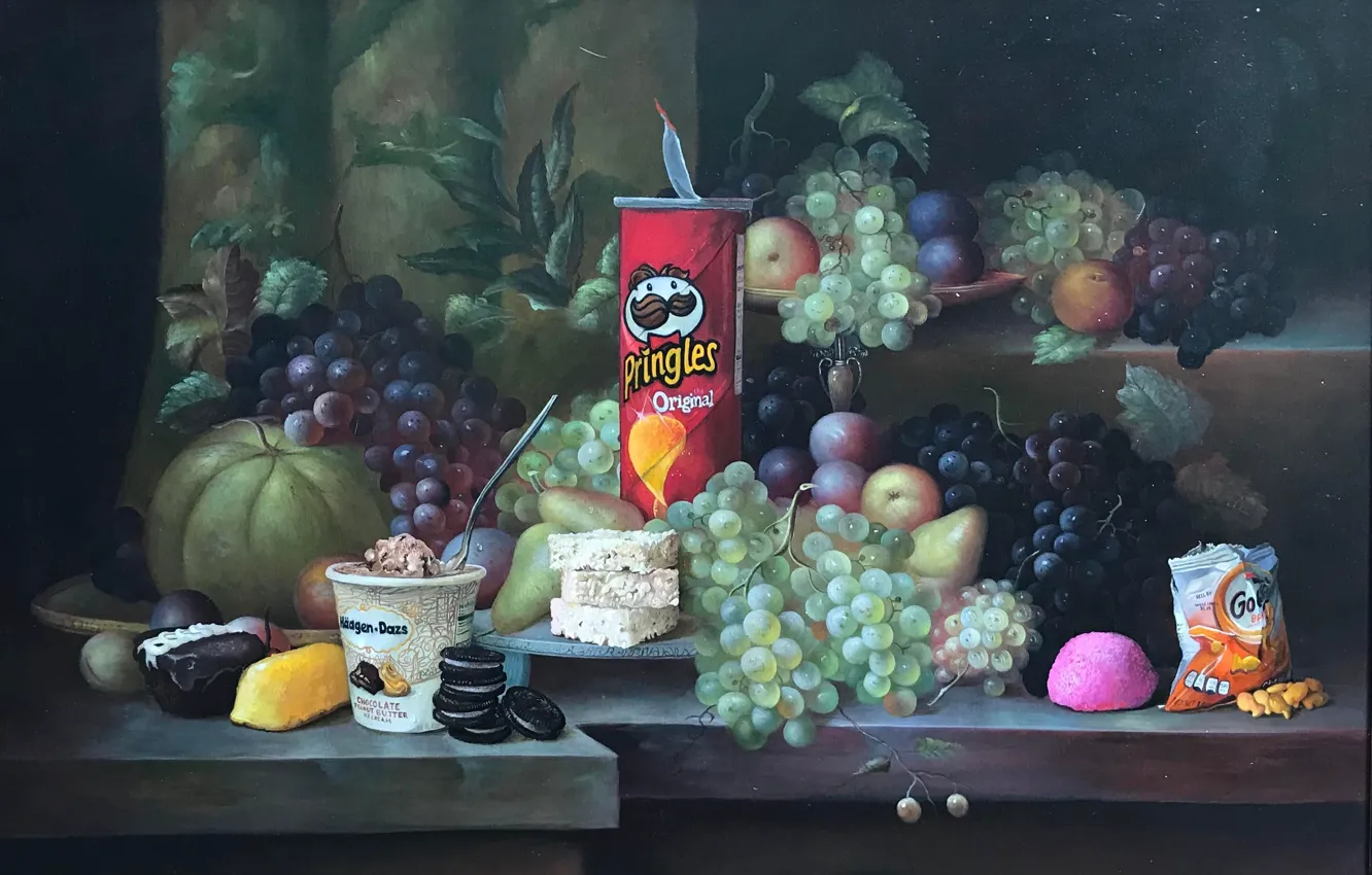 Photo wallpaper Sweets, Grapes, Food, Still life, Chips