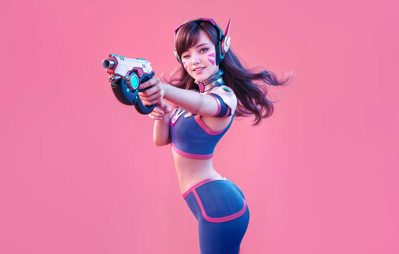 Photo wallpaper artwork, Overwatch, DVA