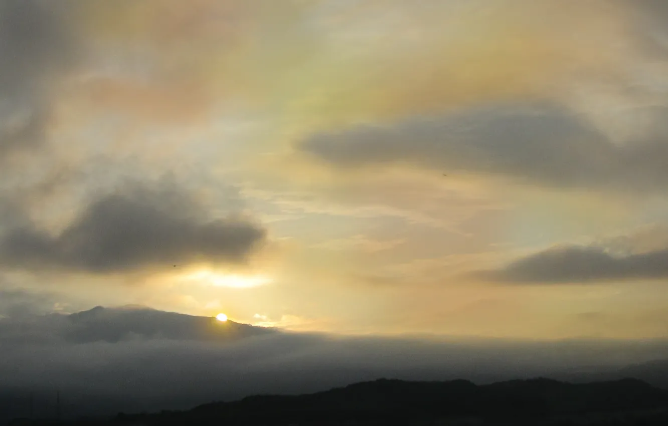 Photo wallpaper sea, sun, sky coluds