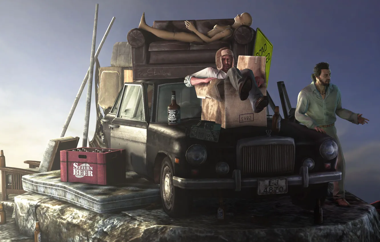 Photo wallpaper man, dummy, car, 1 January