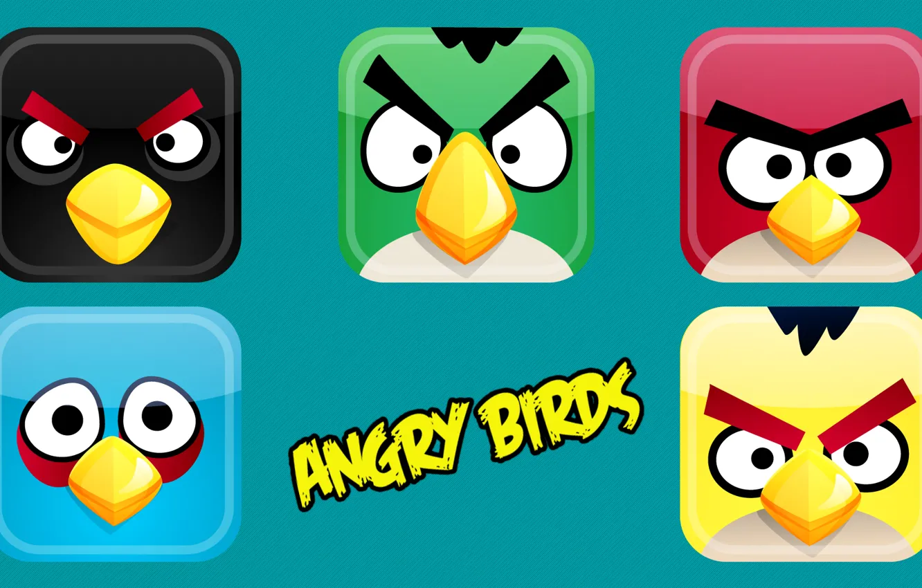 Photo wallpaper bird, icons, angry birds