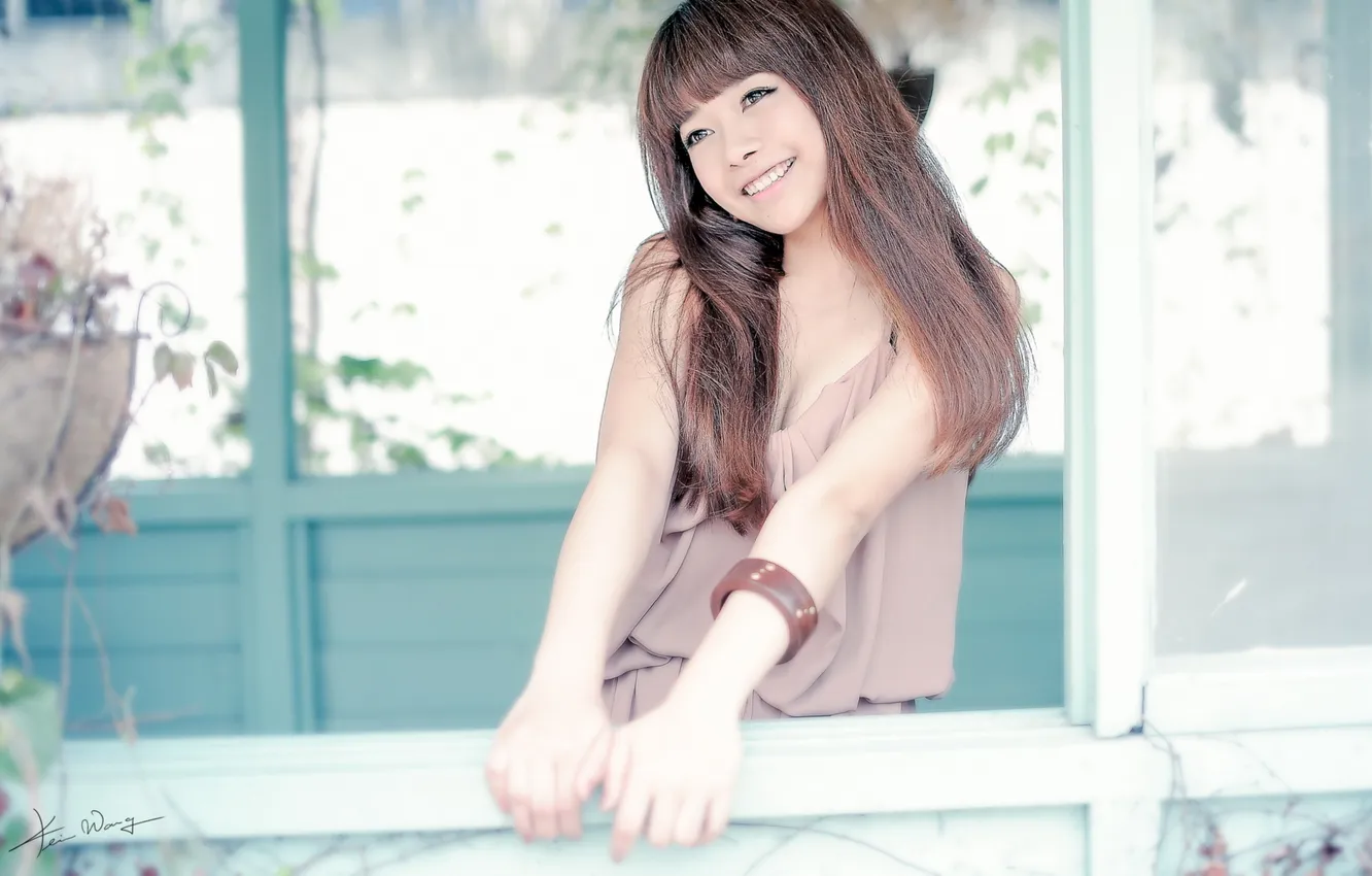 Photo wallpaper girl, smile, Asian