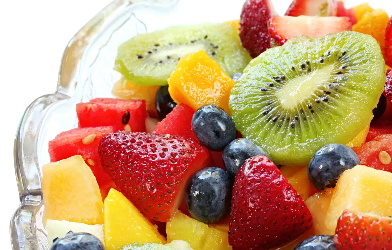 Photo wallpaper watermelon, kiwi, strawberry, mango, salad, fruty