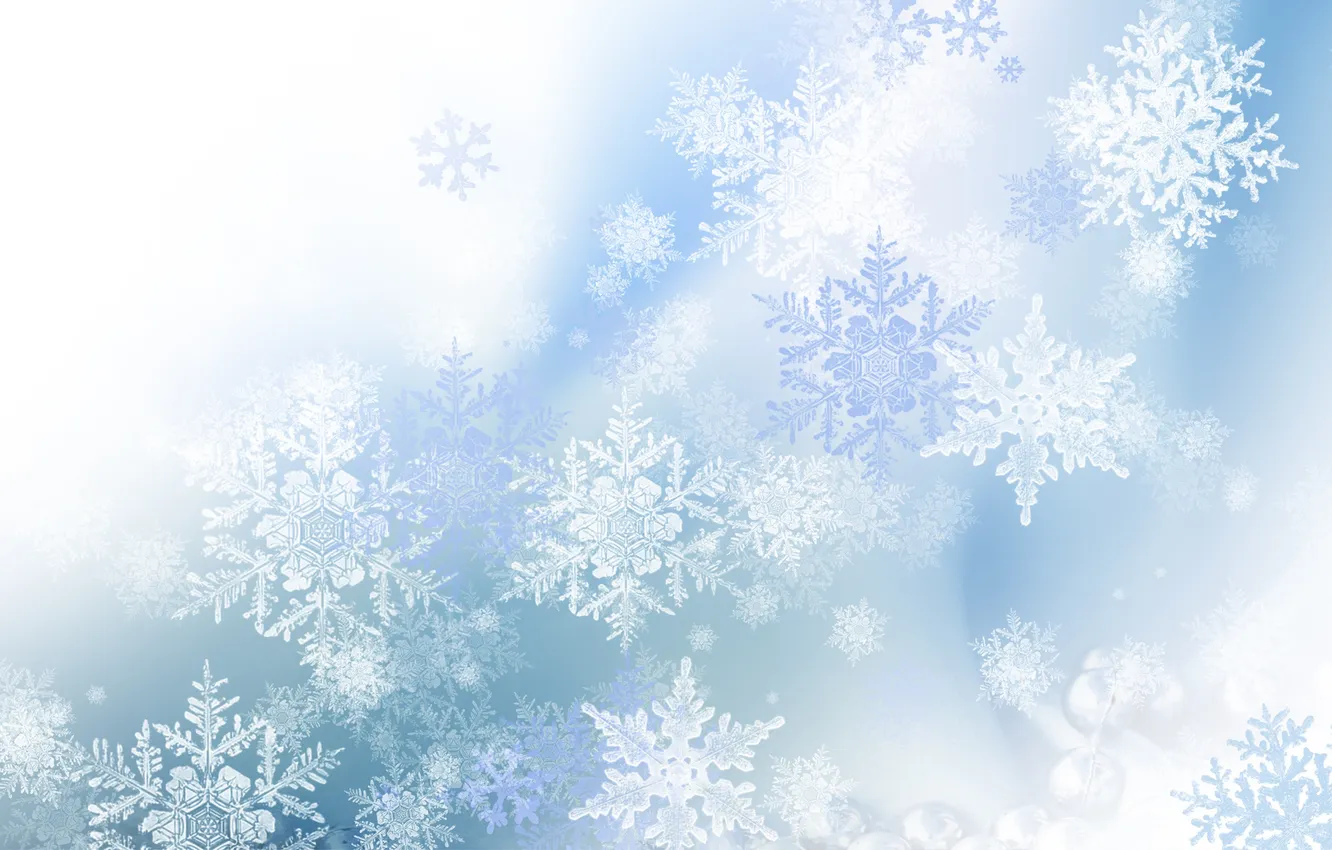 Photo wallpaper winter, snowflakes, pattern
