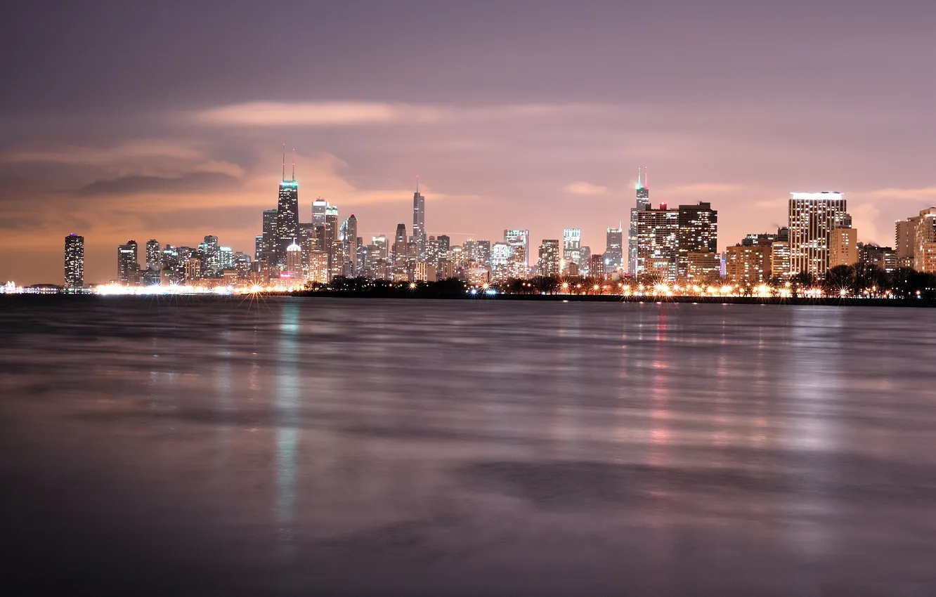 Photo wallpaper night, lights, Chicago, USA, Il, night, usa, chicago