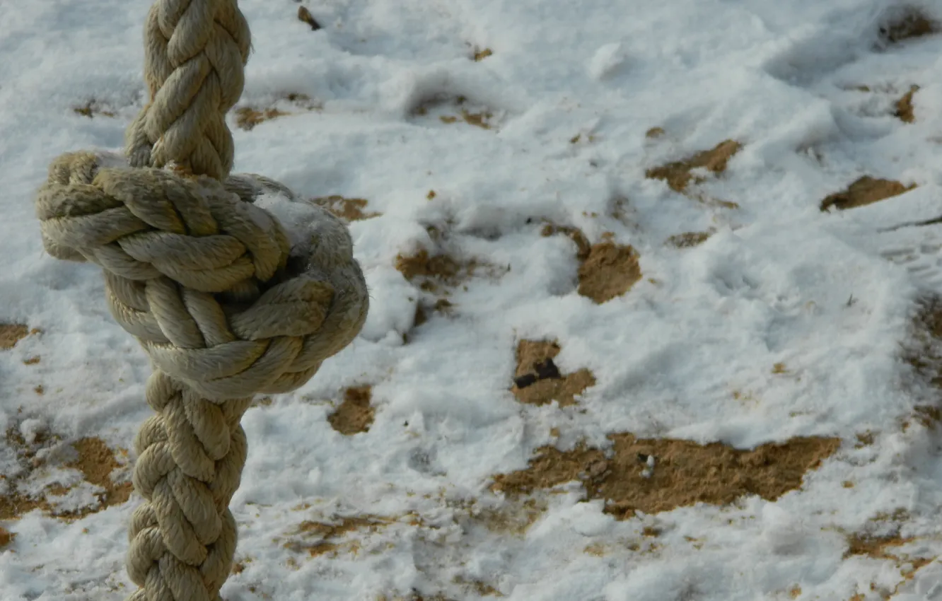 Photo wallpaper sand, snow, rope