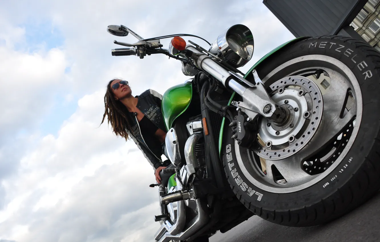 Photo wallpaper girl, Moto, motorcycle, honda