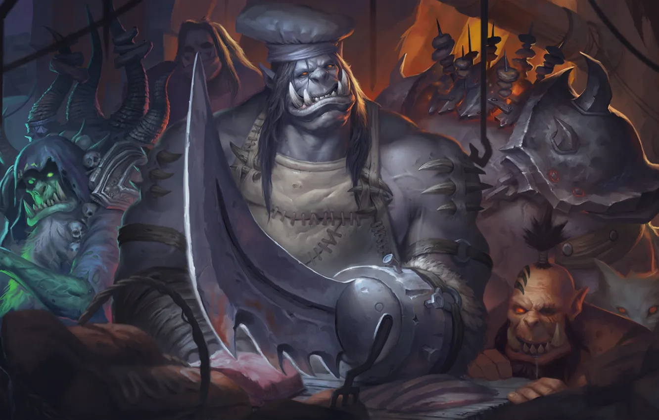 Photo wallpaper kitchen, World of Warcraft, Warcraft, Orc, wow, orc, Warlords of Draenor, Kargath Bladefist