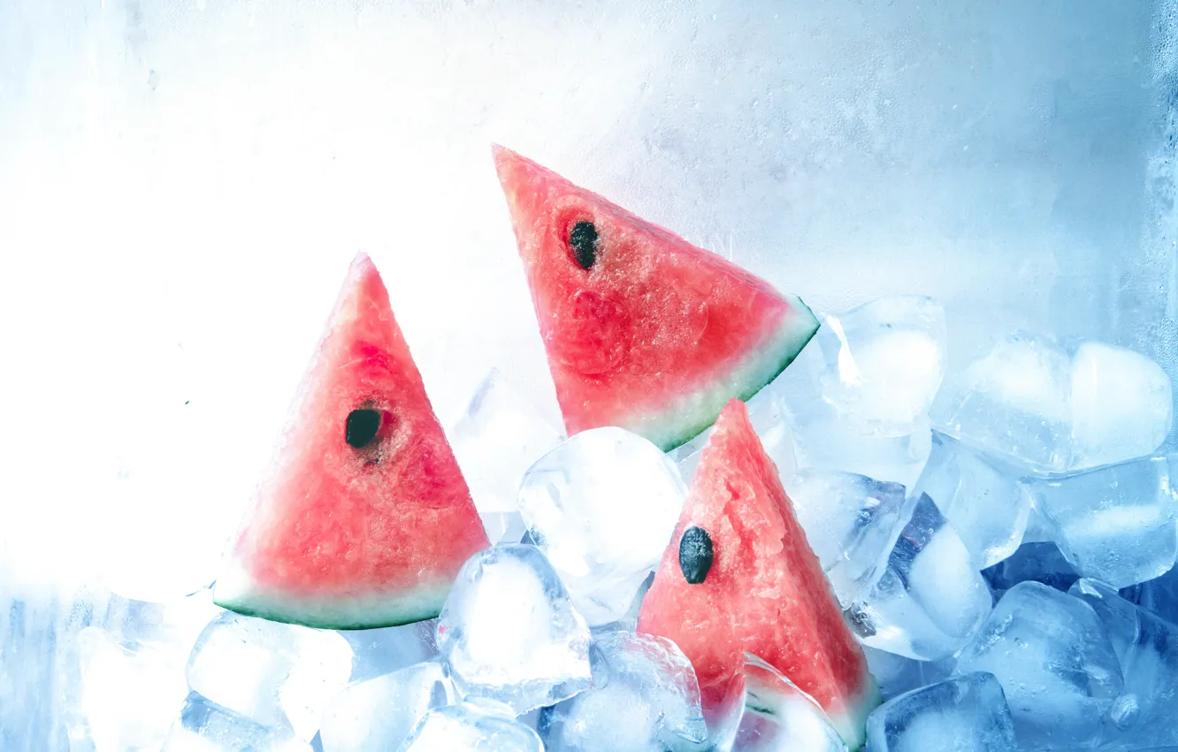 Photo wallpaper ice, berries, watermelon, seeds, slices