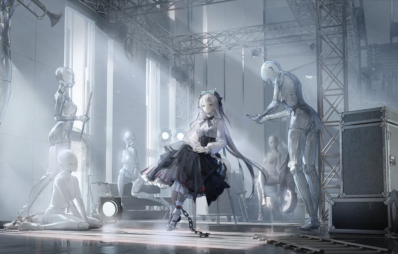 Photo wallpaper girl, scene, chain, dummy, loli