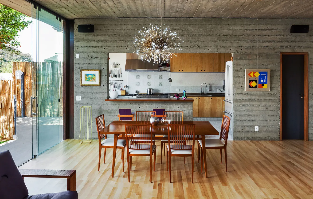 Photo wallpaper design, style, Villa, interior, kitchen, dining room, soft loft