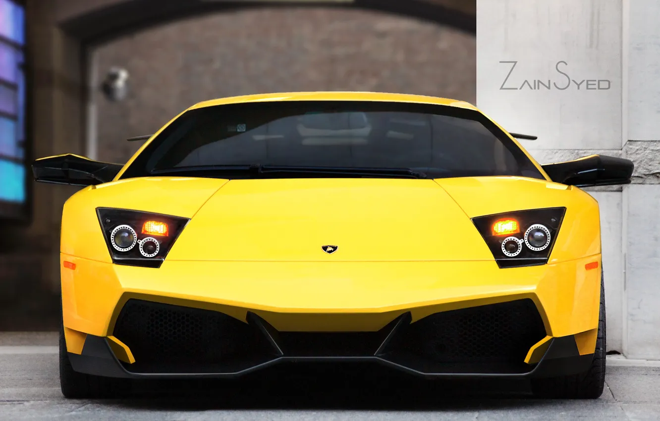 Photo wallpaper yellow, tuning, Lamborghini, supercar, Lamborghini, Murcielago, SuperVeloce, LP670