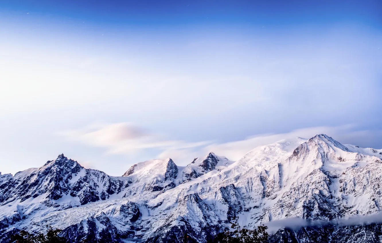 Photo wallpaper winter, the sky, clouds, snow, landscape, mountains, nature, rocks