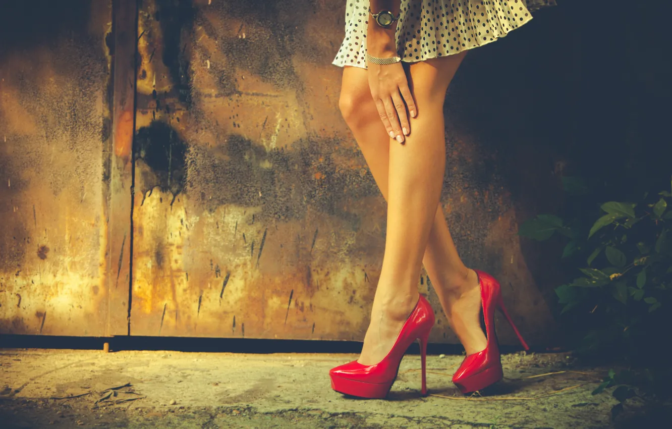 Photo wallpaper legs, heels, short dress