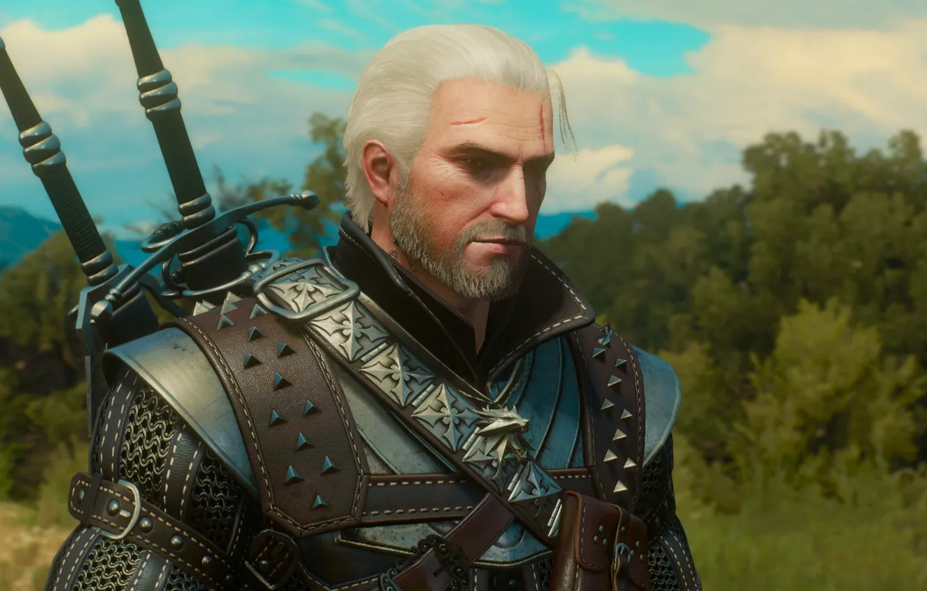 Photo wallpaper armor, armor, swords, the Witcher, Geralt, hunter, the protagonist, The Witcher 3 Wild Hunt