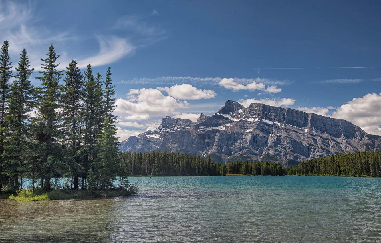Photo wallpaper forest, mountains, lake, ate, Canada, Albert, Banff National Park, Alberta