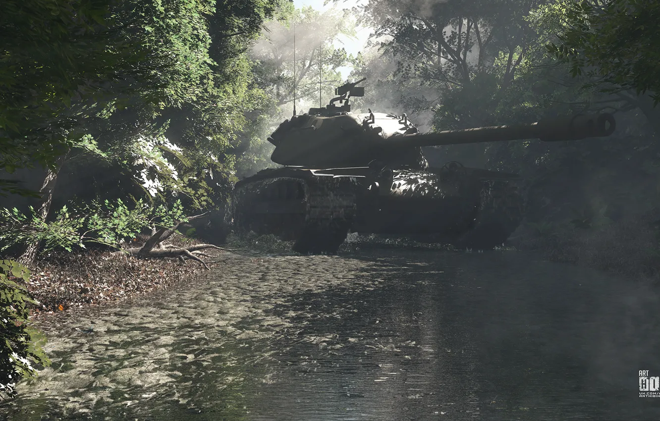 Photo wallpaper tank, forest, tank, M103, War Thunder, hibikirus, M103