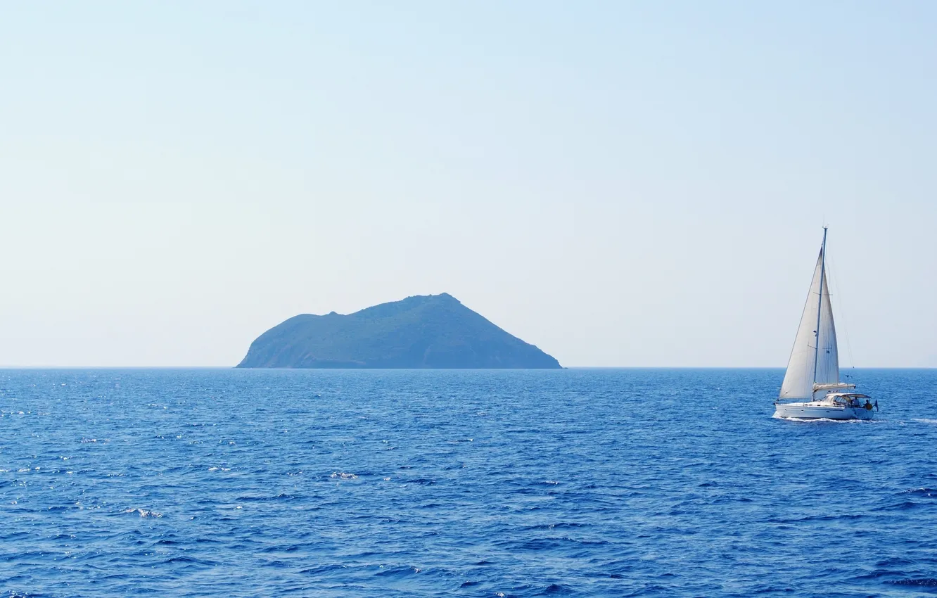 Photo wallpaper sea, the sky, landscape, nature, river, ship