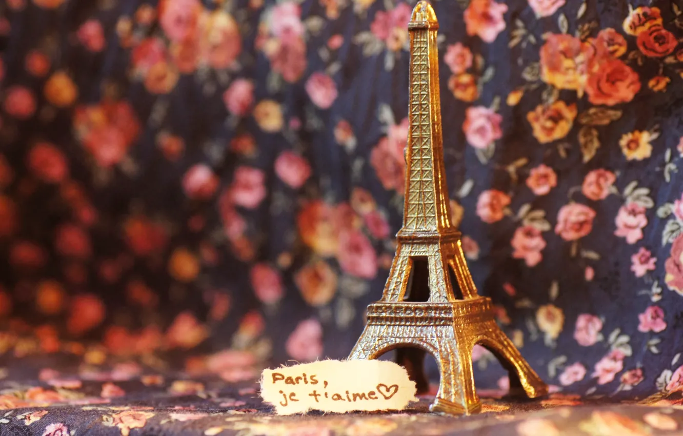 Photo wallpaper text, the inscription, Eiffel tower, note, figurine, France, figure