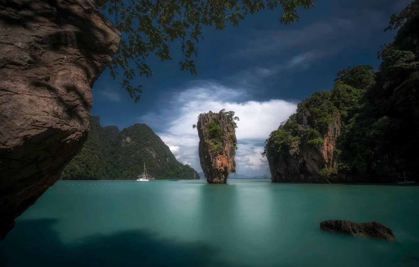 Photo wallpaper Islands, boat, island, Thailand, James Bond Island, Khao Ping Kan