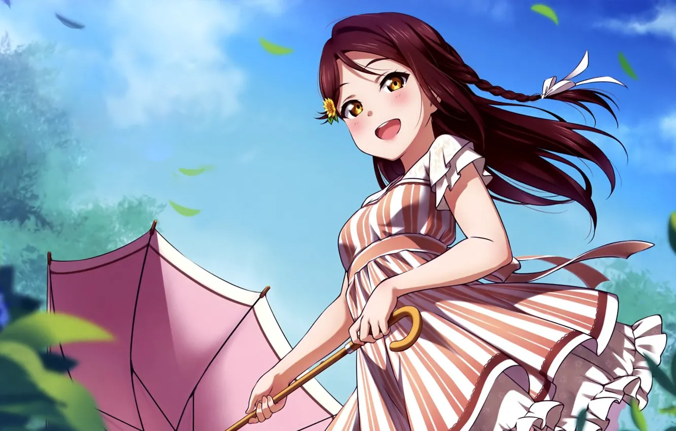 Photo wallpaper umbrella, umbrella, girl, love live! school idol project