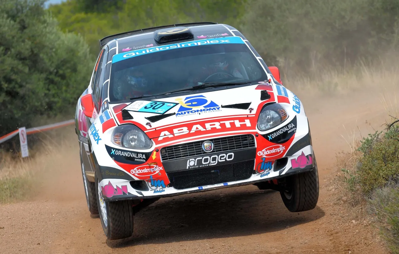 Photo wallpaper lights, The hood, WRC, the front, Rally, Rally, Abarth, Grande Punto