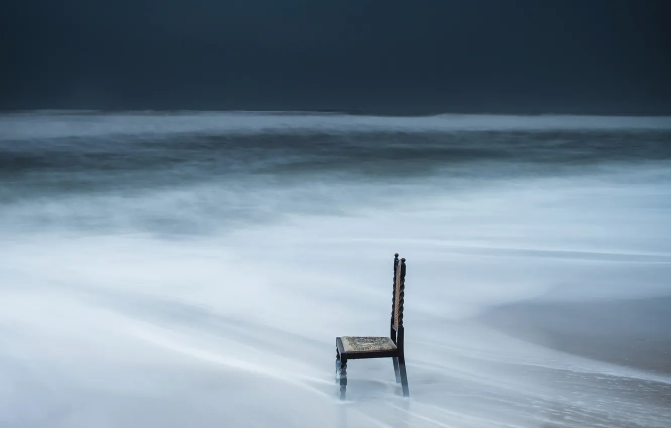 Photo wallpaper sea, the sky, chair