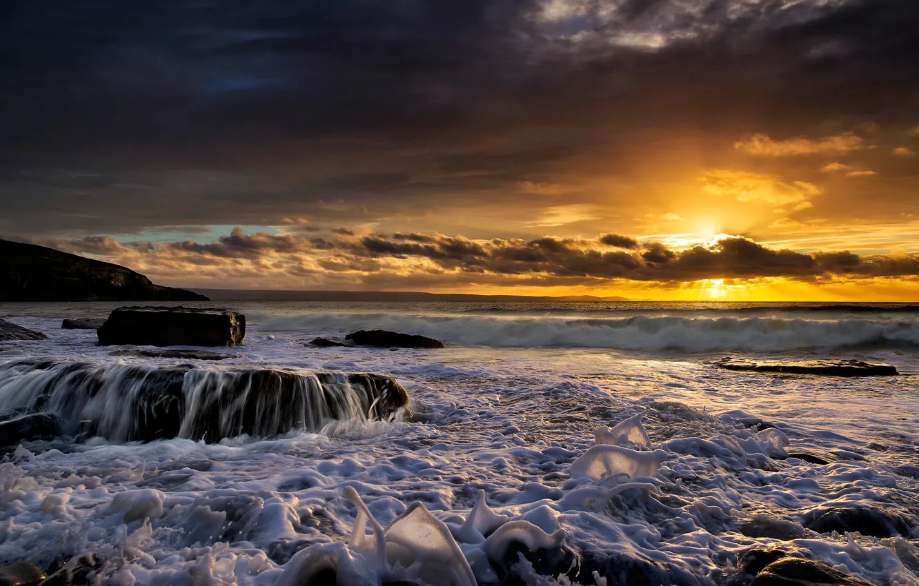 Photo wallpaper sea, sunset, England, England, Wales, Wales, Dunraven Bay, Southerndown