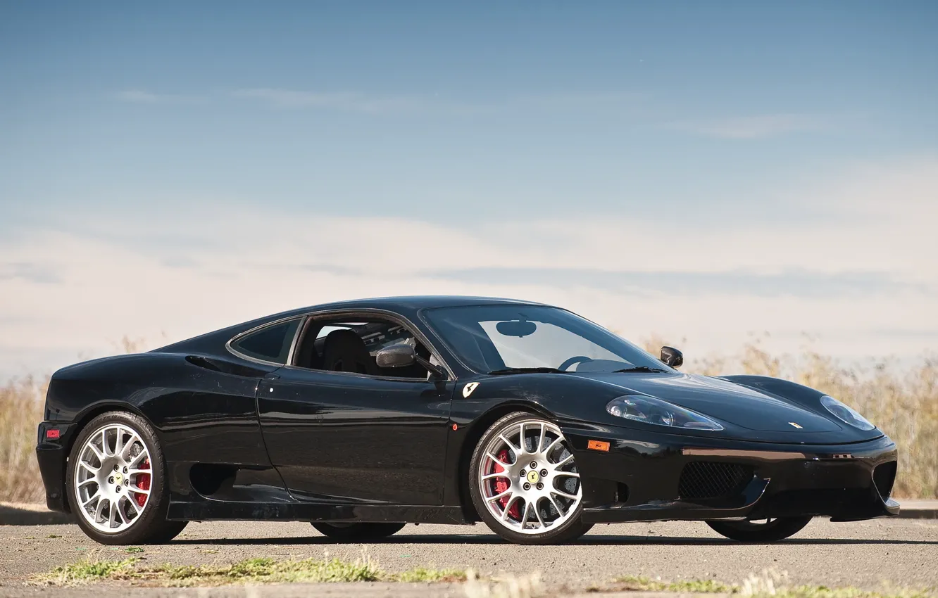 Photo wallpaper the sky, black, Ferrari, black, 360, Ferrari 360, Challenge Stradale