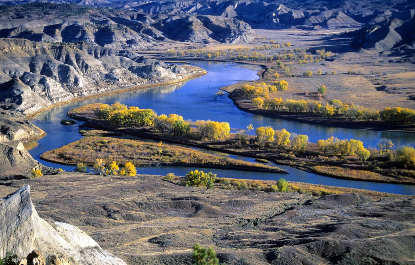 Photo wallpaper mountains, nature, river, Montana's Missouri River